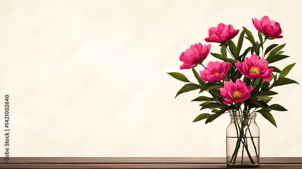 Obraz premium Pink peonies in a clear glass vase