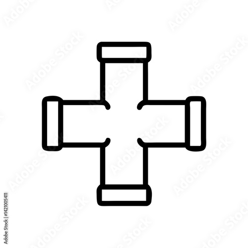 Pipe Fitting Cross Joint Icon Design