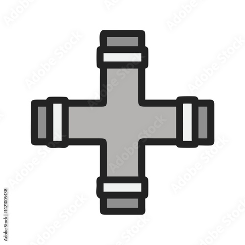 Pipe Fitting Cross Joint Icon Design