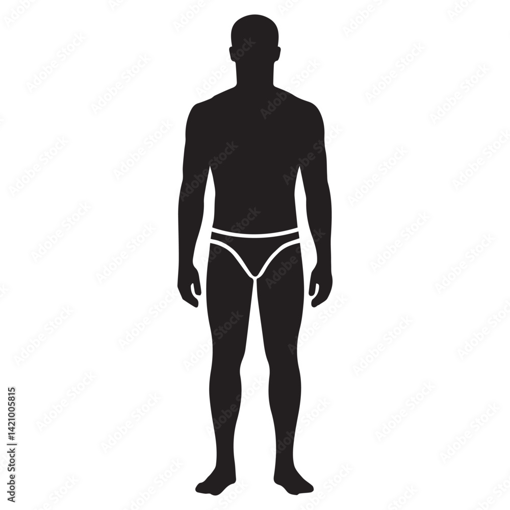 Fototapeta premium Swimsuit men isolated vector Silhouette White Background.