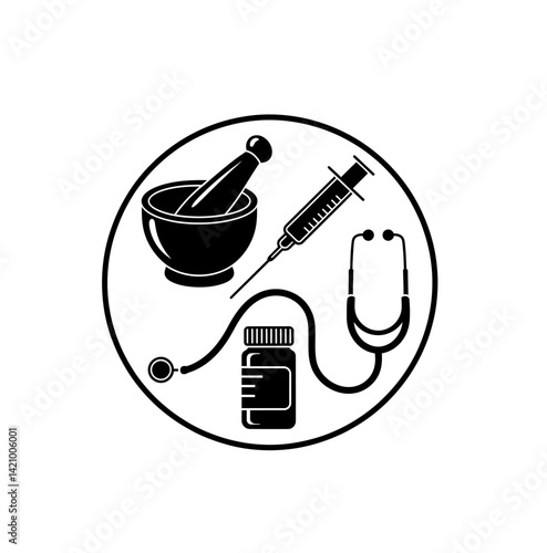 Medical equipments vector icon in black color isolated on white. Medical and healthcare symbol.