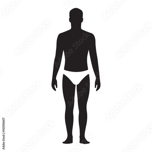 Swimsuit men isolated vector Silhouette White Background.