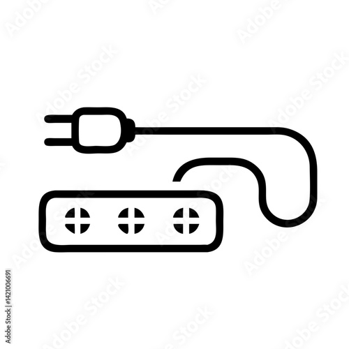 Power Strip with Cord and Outlets Icon Design