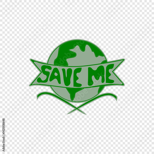 save me earth badge. green eco-friendly sticker