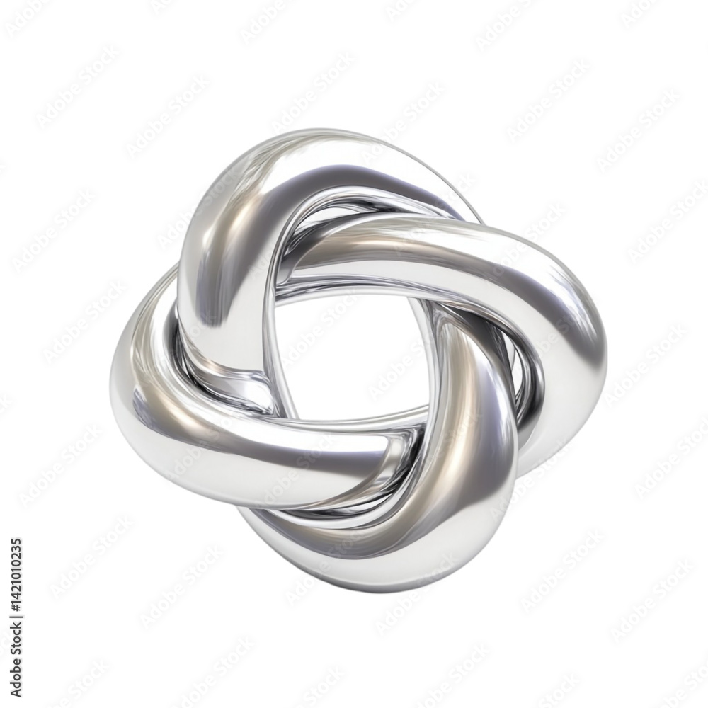 Fototapeta premium Silver metallic knot abstract design three dimensional modern art