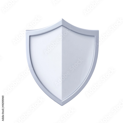 A white shield graphic design element for security protection safety or insurance concepts