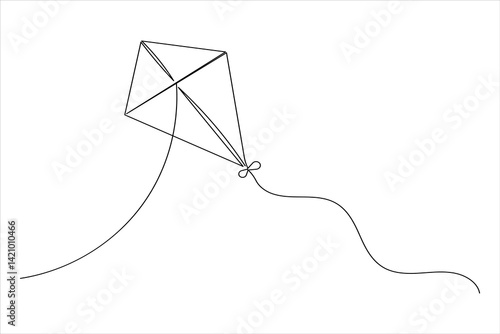 Kite one line drawing minimalist simple outline vector illustration