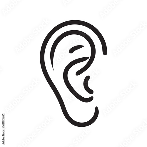 Human Ear Line Art Vector Icon Illustration white background