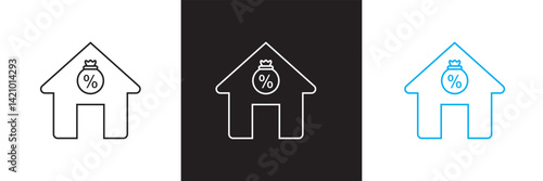 Loan and Credit  icon. Mortgage, credit rating, calculator  icon. Vector for websites, mobile interfaces, presentations, banner, visual branding etc. Vector illustration. EPS 10