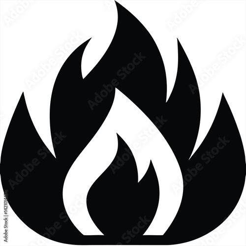 A monochrome depiction of a fiery blaze, its dancing flames reaching upwards, radiating heat and energy. This emblem evokes the untamed power and destructive force of fire.