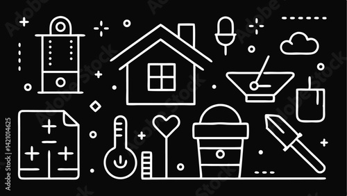 Construction Icons Representing Tools and Renovation Activities