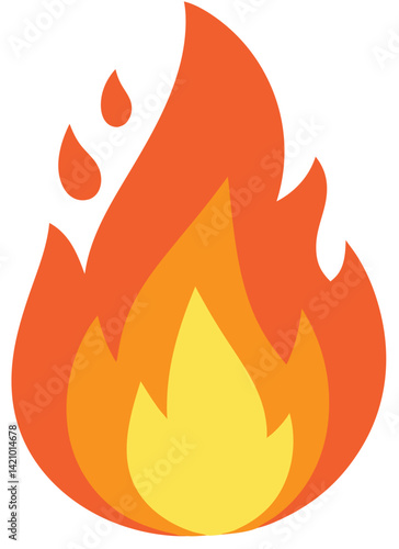An illustration of a vibrant flame with a warm heart, embodying the essence of fire, energy, and burning passion.