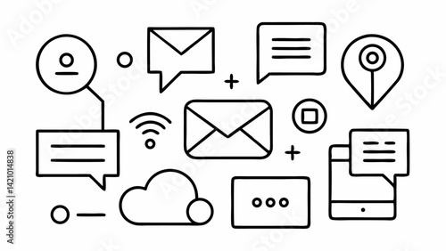 Contact Icons Set for Social Interaction and Communication