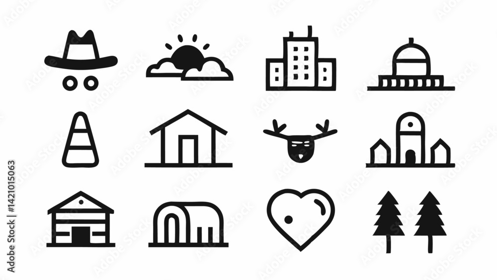 Editable Vector Icons Showing Country Symbols and Culture Editable Vector Icons Showing Country Symbols and Culture