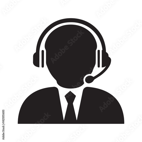 Silhouette of a business person wearing a headset, ready to answer calls.