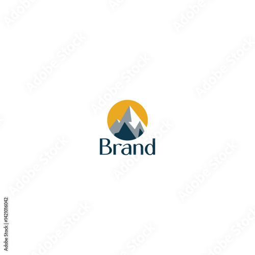 Mountains in Circle Peak Brand Logo Design with white background. Free Download Mountains in Circle Peak Brand Logo Design with white background. - GFXLoad