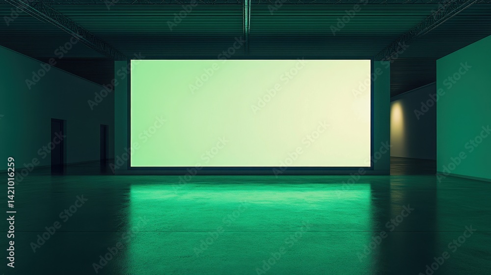 Empty Gallery with Large Illuminated Screen Empty Gallery with Large Illuminated Screen