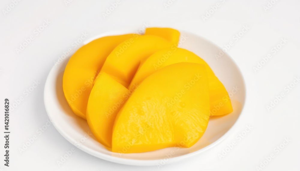 Sliced Yellow Fruit on Plate Sliced Yellow Fruit on Plate