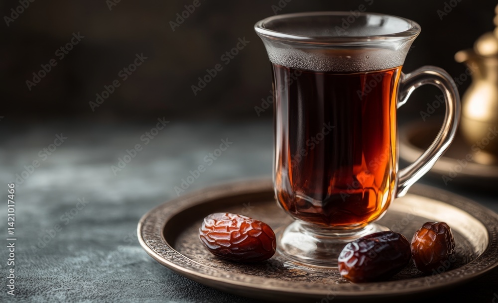 Dark tea and dates, a traditional drink Dark tea and dates, a traditional drink