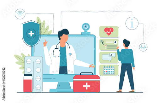 Telemedicine Visit Doctor Consultation on Screen