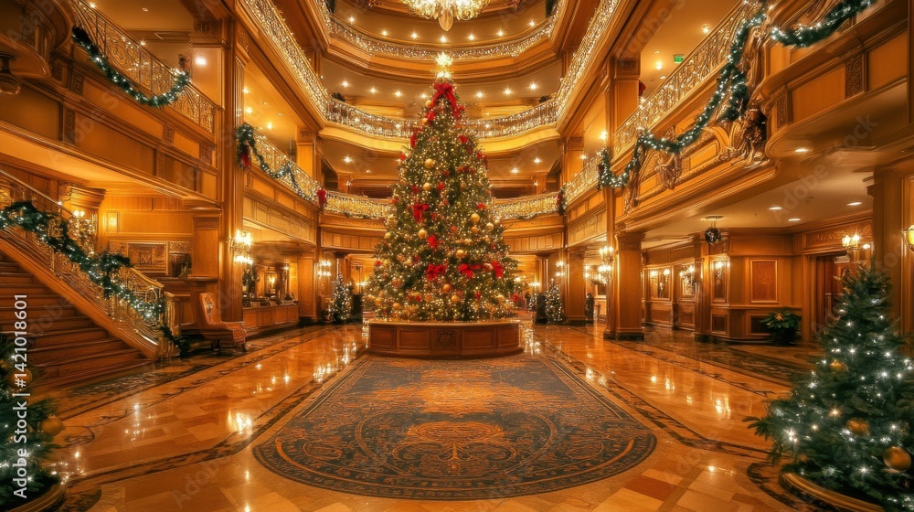Obraz premium Elegant Holiday Decor in Grand Lobby