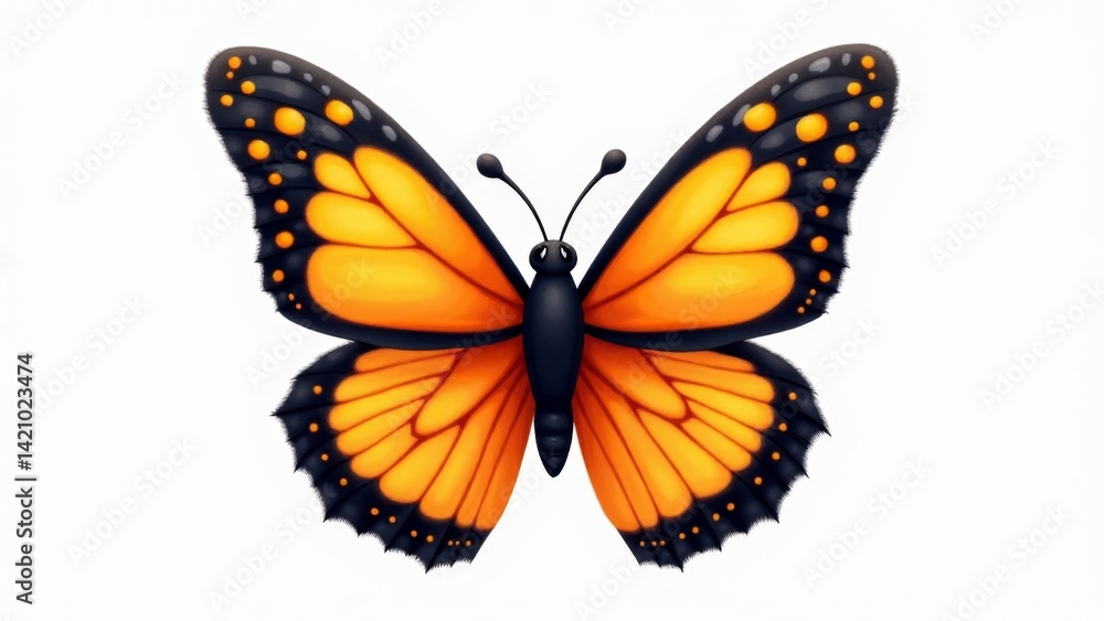 Fototapeta premium Vibrant Monarch Butterfly Illustration On White