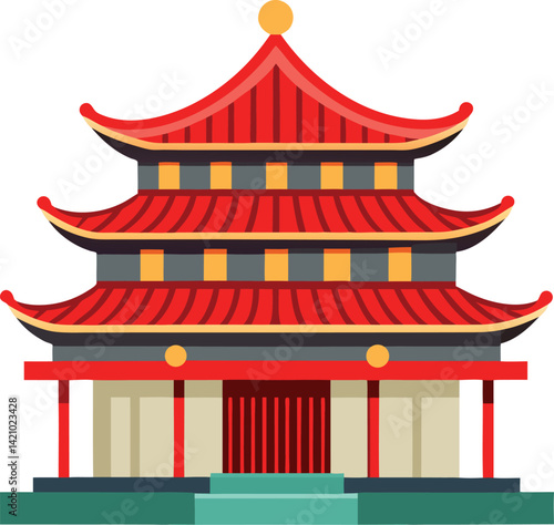 Chinese temple with red roof