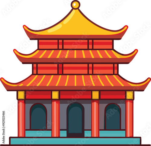 Chinese temple with red roof