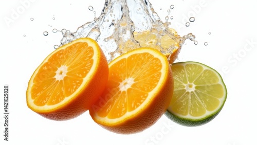 Orange, Lemon, And Lime With Splashing Water