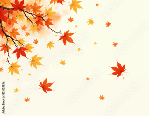 Autumnal maple leaves in red, orange, and yellow tones