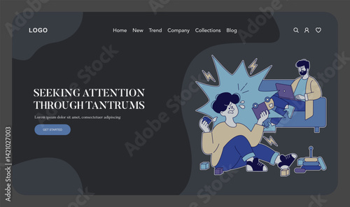 Negletful Parenting Style. Flat Vector Illustration