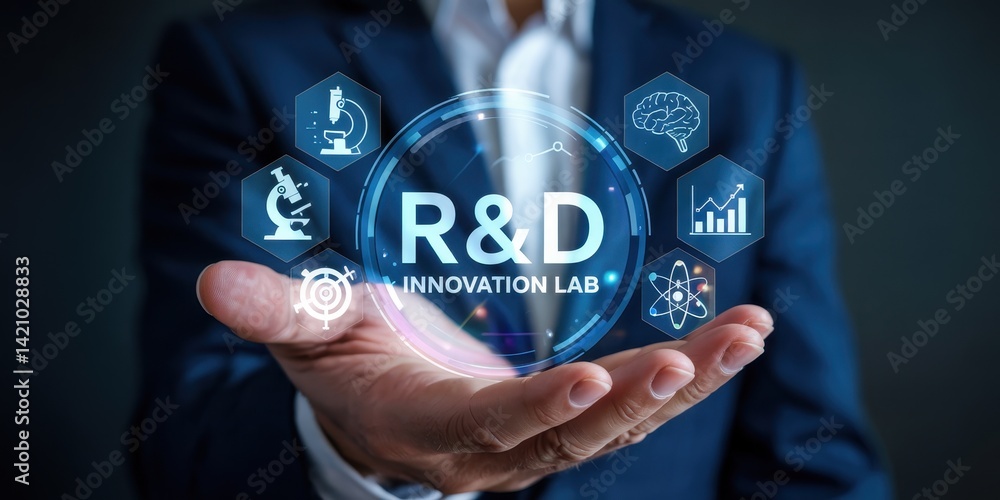 Research and development innovation lab held in hand. Research and development innovation lab held in hand.