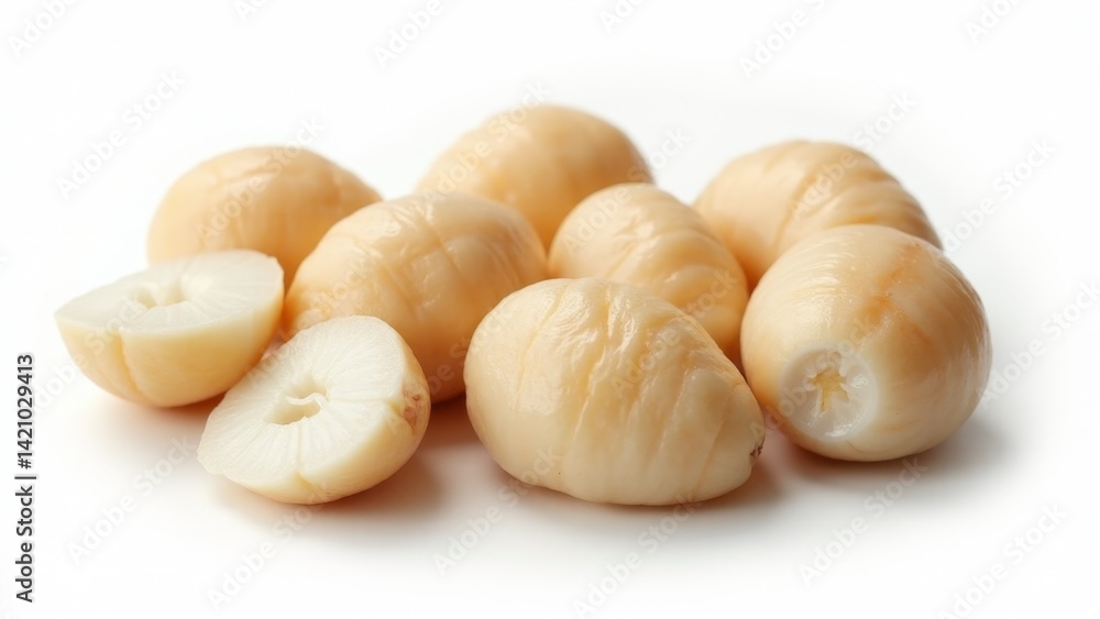 Pile Of Peeled Lychee Fruits Isolated Pile Of Peeled Lychee Fruits Isolated