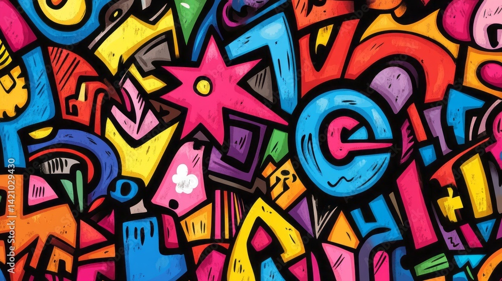 Obraz premium A vibrant and colorful abstract artwork composed of geometric shapes