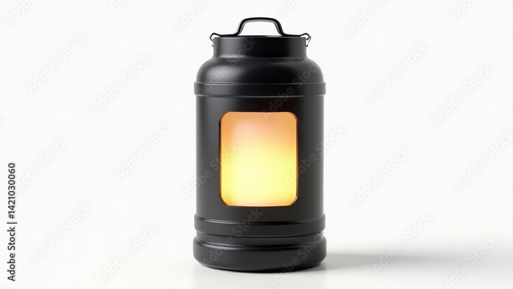 Black Lantern With Glowing Yellow Light Black Lantern With Glowing Yellow Light