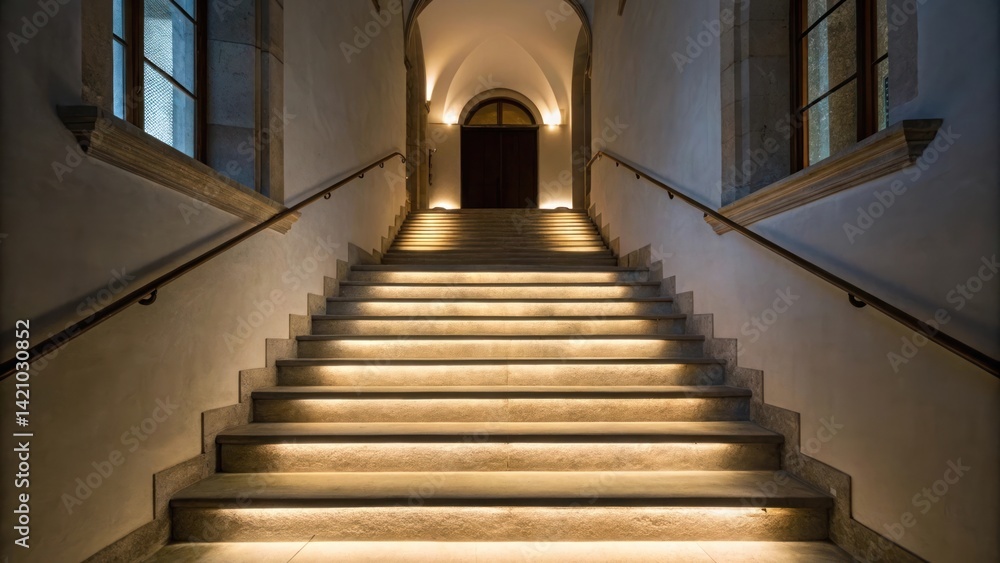 Fototapeta premium Illuminated staircase in modern interior
