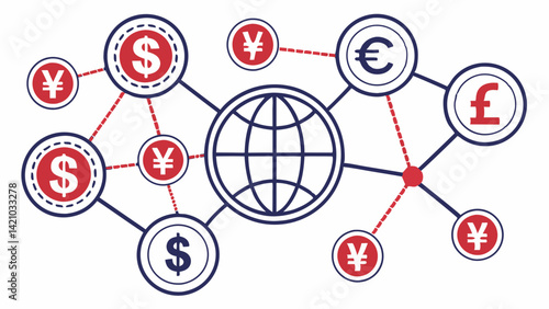 Global Finance Network Vector Dollar Euro Pound Yen Currencies