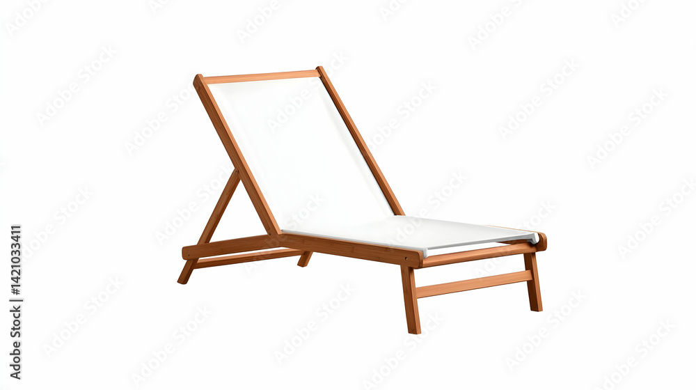 White Canvas Chaise Lounge on Wooden Frame White Canvas Chaise Lounge on Wooden Frame