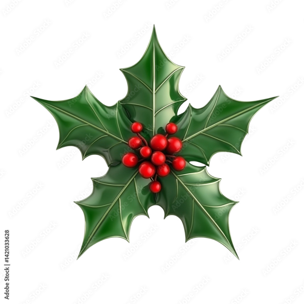 Festive holly sprig with red berries a Christmas decoration Festive holly sprig with red berries a Christmas decoration