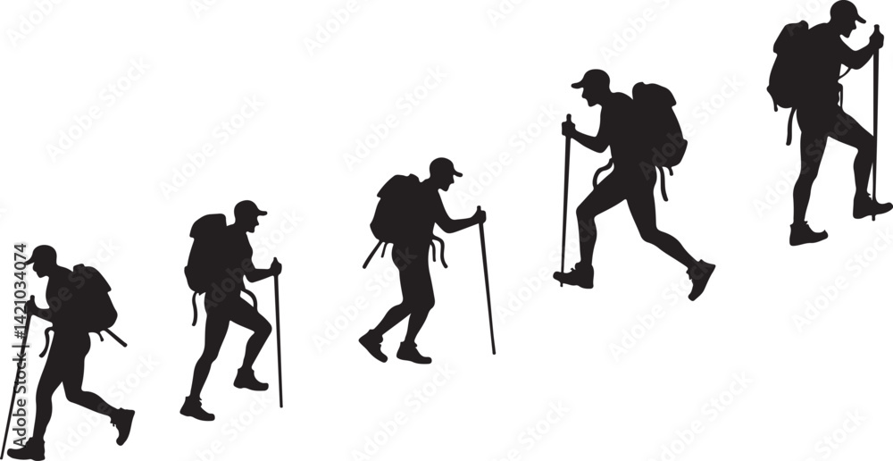 Obraz premium Group of Hikers Silhouette