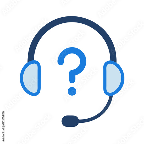 Headset with Question Mark Icon Representing Call Center Support and Customer Inquiry