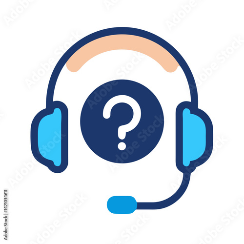 Headset with Question Mark Icon Representing Call Center Support and Customer Inquiry