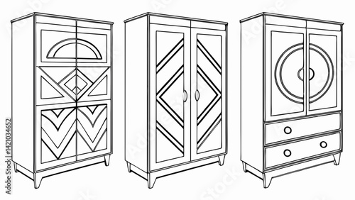 Modern Geometric Wardrobe Designs Line Art Black White Furniture Home Decor Stylish Home Interiors Storage
