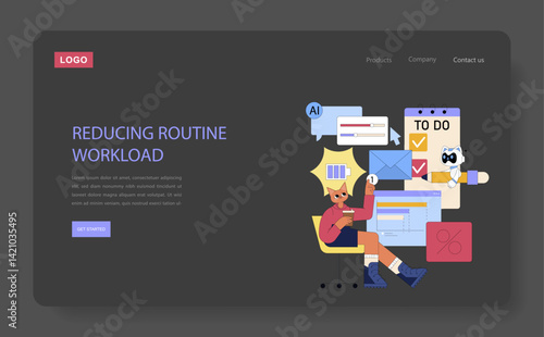 AI Assistant For Work. Flat Vector Illustration