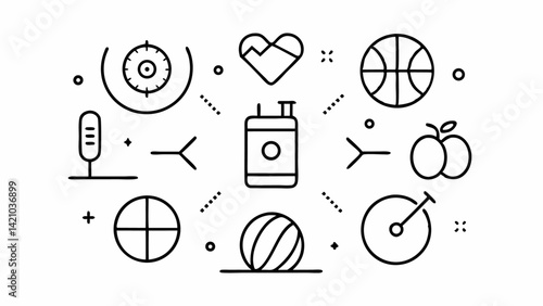 Health and fitness icons in modern editable line style ideal for gym applications, wellness websites, and physical training digital interfaces.