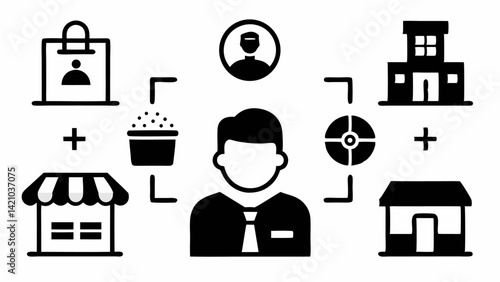 Editable franchise icon set in vector line format, ideal for business expansion, retail marketing, and franchising strategy digital materials.