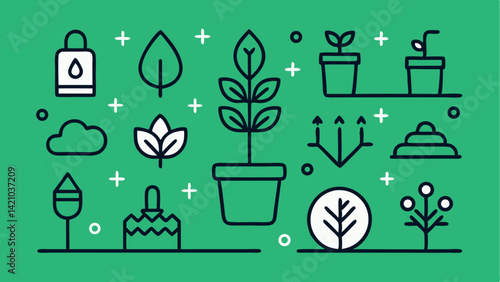 Gardening line editable icons set vector illustration perfect for eco apps farming websites landscaping services and sustainable living platforms