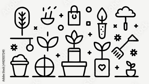 Modern gardening line editable icons set vector illustration created for organic lifestyle websites farming blogs and plant care digital guides