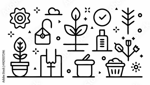 Stylish gardening line editable icons set vector illustration tailored for green apps agriculture platforms and nature inspired UI design