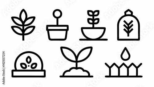 Elegant gardening line editable icons set vector illustration suited for horticulture mobile apps backyard planning and home gardening content